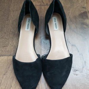 Steve Madden Black Suede Genius D’Orsay Flats Pointed Toe 13M fits like 12.5M